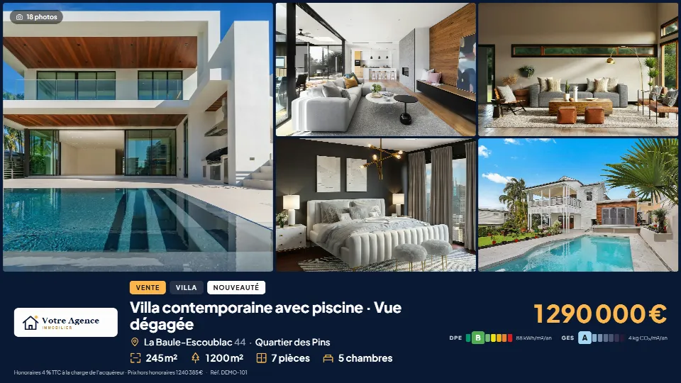 Modèle Galerie sur un écran horizontal
